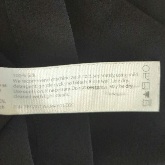 Eileen Fisher Black Silk‎ Top Womens L Scoop Neck Shell Casual Basic Soft Tank - Picture 5 of 7